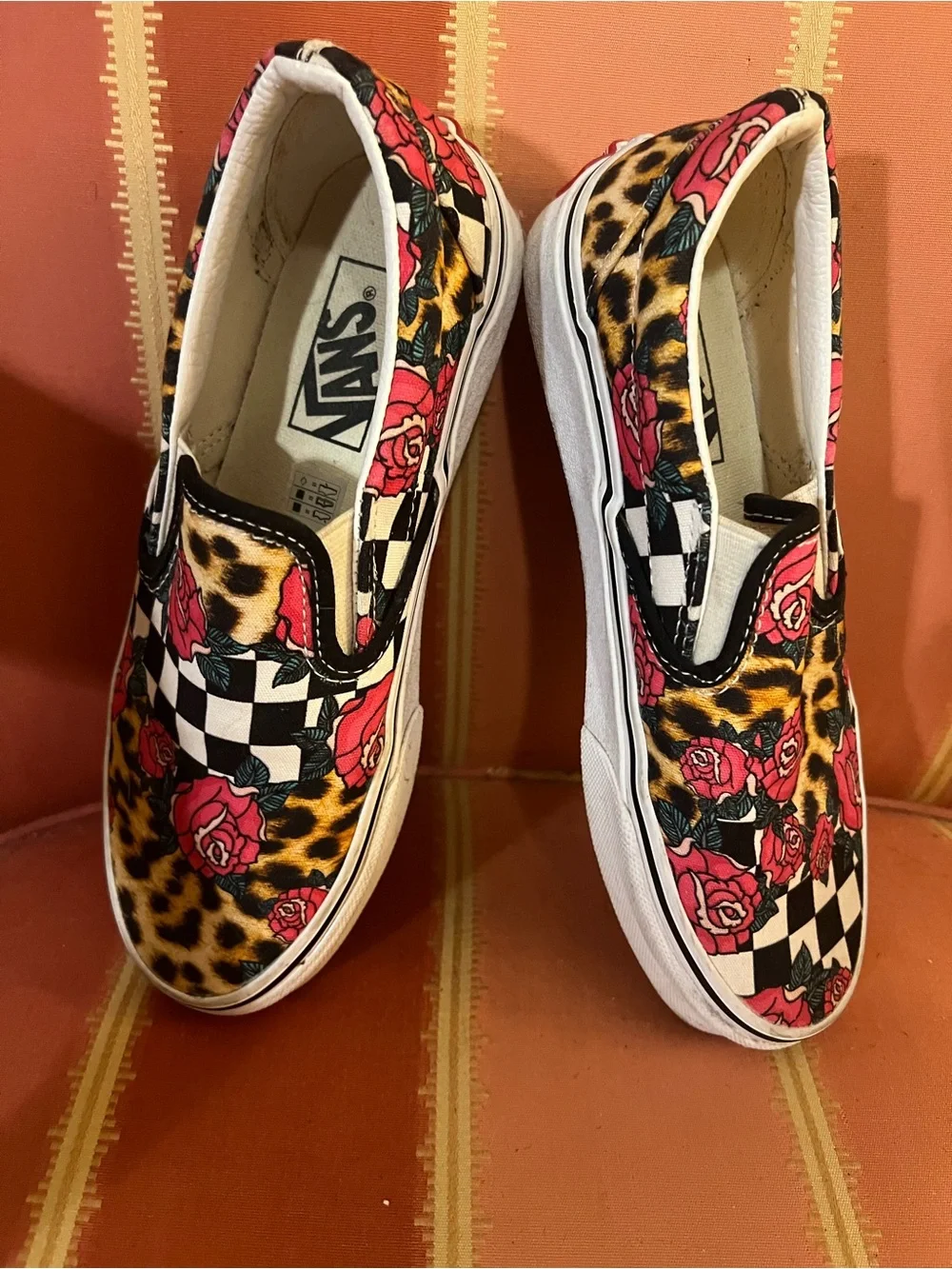 Vans Classic Slip-On Rose Animal Checkerboard - Size 6 Excellent Condition